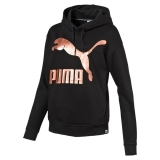 Puma Damen Kapuzenpullover Archive Logo Hoody Fleece 571290-01 L Cotton Black Z87n9700