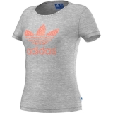 adidas Damen T-Shirt Trefoil Tee S19773 32 medium grey heather Q55f8547